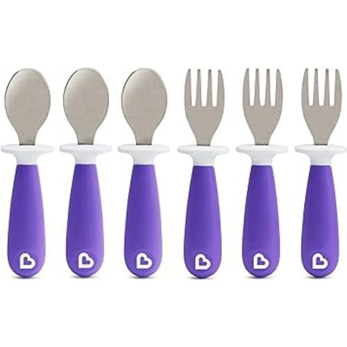 Munchkin® Raise™ Toddler Fork and Spoon Utensil Set, 6 Pack, Purple