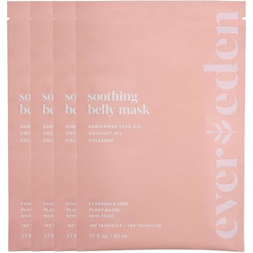 Evereden Soothing Belly Mask - 4 Belly Masks for Pregnant Women 1st & 2nd Trimester - Hydrating, Nourishing, & Soothing Pregnancy Skin Care Belly Masks - Clean & Vegan Pregnancy & Maternity Products