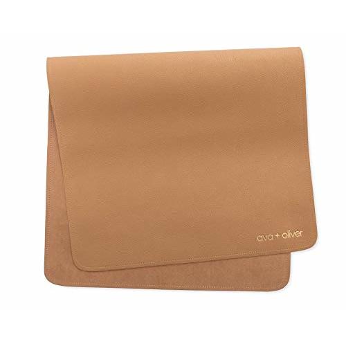 Ava + Oliver Vegan Leather Baby Changing Mat (16 X 30 in) - Multipurpose Wipeable and Portable Diaper Changing Mat - Foldable Travel Changing Mat (Tan)