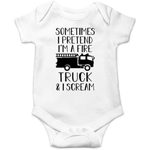 CBTwear Sometimes I Pretend I'm a Fire Truck and I Scream Baby Bodysuit - Adorable Boy Romper Clothing