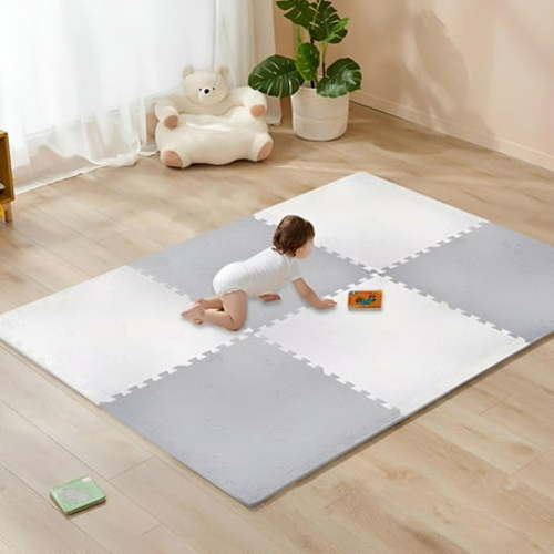 Extra Large Baby Playmat Assemble Size 70.4" x 47.2", EVA Foam Play Mat Crawling Floor Mats Toddlers Interlocking Floor Tiles with 0.55" Thickness