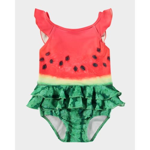 Girl's Nalani Ruffled One-Piece Swimsuit, Size 3M-3