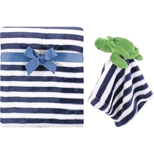 Hudson Baby Unisex Baby Plush Blanket with Security Blanket, Sea Turtle, One Size