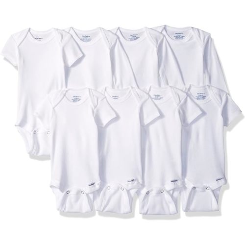 Gerber Unisex-Baby 8-Pack Short Sleeve Onesies Bodysuits - 0-3 Months - White Long Sleeve Short Sleeve