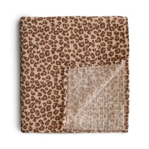 Organic Cotton Muslin Swaddle Blanket Leopard One Size