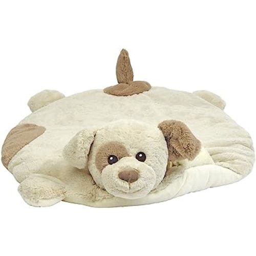 Bearington Baby Lil' Spot Belly Blanket, Beige Puppy Dog Plush Stuffed Animal Tummy Time Play Mat