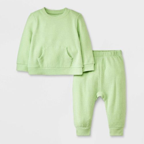 Baby Thermal Ribbed Top & Bottom Set - Cat & Jack™ Green 3-6m