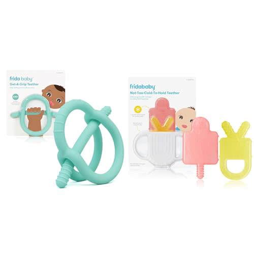 Frida Baby Teether Bundle | Get-A-Grip Teether + Not-Too-Cold-to-Hold | BPA-Free Teether