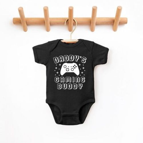 The Juniper Shop Daddy's Gaming Buddy Baby Bodysuit - Newborn - Black