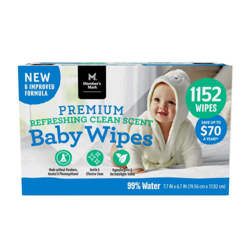 Member's Mark Premium Baby Wipes, Refreshing Clean Scent, 12 pk., 1152 Wipes
