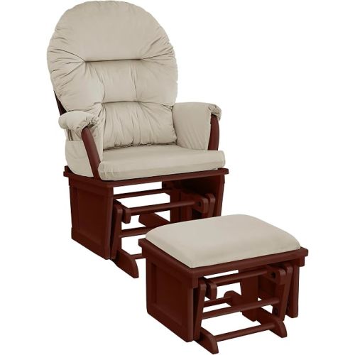 Suite Bebe Glider with Ottoman, Madison, Espresso and Beige - Quick Ship