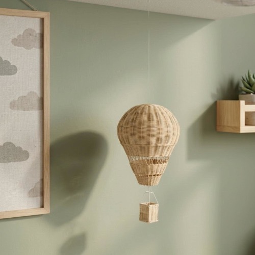 Rattan Hot Air Balloon Wall Hanging, Hand-woven Nordic Kids Room Decor