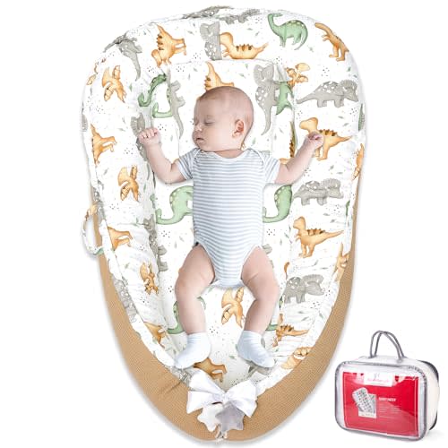Baby Nest - Baby Lounger for Newborn Pillow, Breathable & Soft 100% Cotton Waffle Cover Co Sleeping for Baby 0-24 Months,Portable Infant Lounger Babies, Baby Floor Seat for Home and Travel