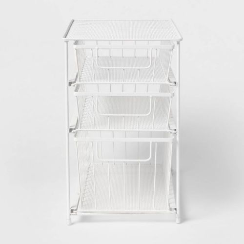 3 Tier Drawer Organizer Matte White - Brightroom™: Steel Multi-Compartment, Spot Clean, Utility Storage Bin