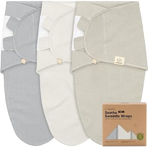 3-Pack Organic Swaddles for Newborns, Baby Sleep Sacks 0-3 Months - Baby Swaddle Wrap, Newborn Wearable Blanket, Infant Sleep Sack for Girls, Boys, Soft & Snug, Large Hook & Loop Closure (Granite)