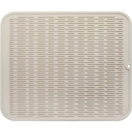 MicoYang Silicone Dish Drying Mat for Multiple Usage,Easy clean,Eco-friendly,Heat-resistant Silicone Mat for Kitchen Counter or Sink,Refrigerator or Drawer Liner Tapioca XL 18 inches x 16 inches - XL (18"×16")