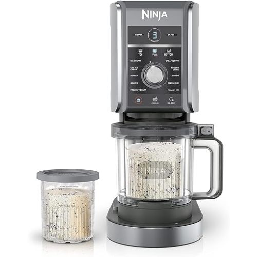 Ninja CREAMi Deluxe 11-in-1 Ice Cream & Frozen Treat Maker for Ice Cream, Sorbet, Milkshakes, Frozen Yogurt, & More, 11 Programs, XL Capacity, Silver, Includes (2) Family-Sized 24 oz. Tubs