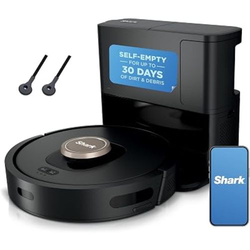 Shark AV2501AE AI Robot Vacuum with XL HEPA Self-Empty Base, Bagless, 60-Day Capacity, LIDAR Navigation, Perfect for Pet Hair, Compatible with Alexa, Wi-Fi Connected, Carpet & Hard Floor, Black