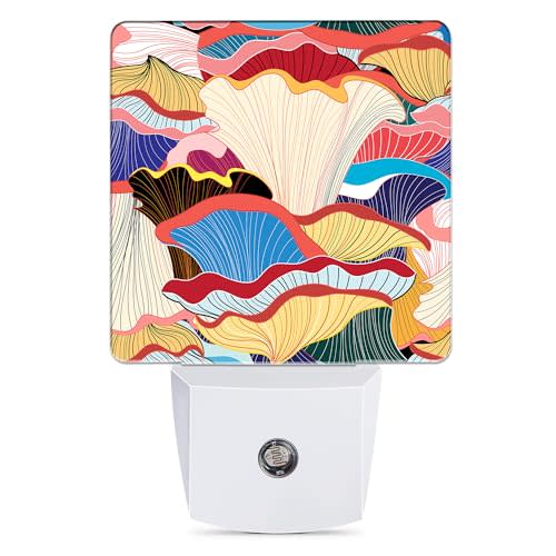 Jopowide Colorful Mushrooms Night Light, Dusk to Dawn Smart Sensor Nightlight for Bedroom Bathroom Kitchen Hallway Stairs Hallway, Plug-in, Energy Efficient Decor Desk Lamp Gifts