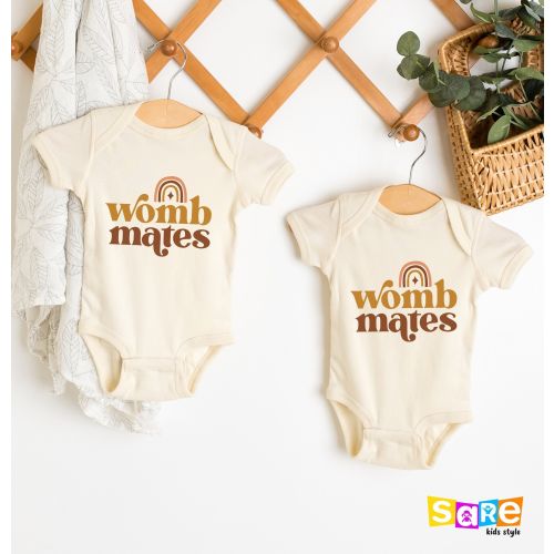 Womb Mates Twin Onesies®, Twin Baby Onesie®, Twin Baby Shower Onesies®, Twin Baby Gifts, Funny Twin Bodysuit, Funny Newborn Twin Outfit