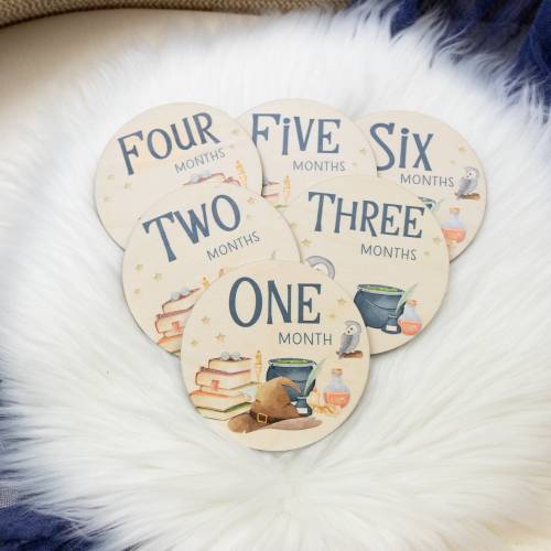 Wizard Milestone Cards, Baby Milestone Wizard Milestone Markers, Wood Milestone Card, Baby Milestones, Photo Prop, Magical Nursery Theme B53