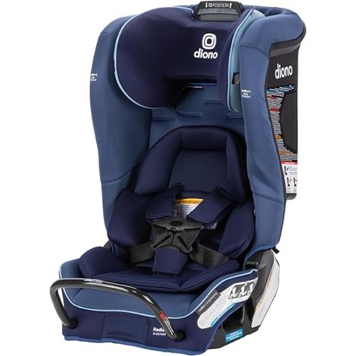 Diono Radian 3RXT SafePlus, 4-in-1 Convertible Car Seat, Rear and Forward Facing, SafePlus Engineering, 3 Stage Infant Protection, 10 Years 1 Car Seat, Slim Fit 3 Across, Blue Surge