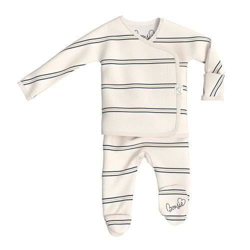 Bonsie Skin to Skin Babywear Footie Bodysuit - Striped Baby Footed One Piece with Stripe Pattern - Old School