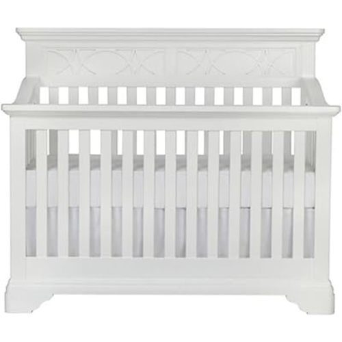 Pemberly Row Traditional Wood 4-in-1 Convertible Crib in White Lace