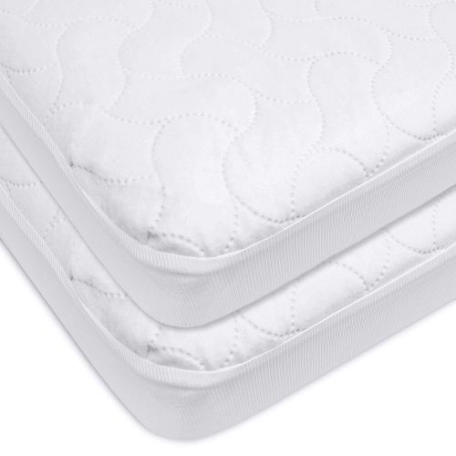 American Baby Company 2 Pack Waterproof Fitted Pack and Play Mattress Protector 39" x 27" - Quilted, Noiseless, Ultra-Soft & Breathable Playpen and Pack n Play Mattress Cover