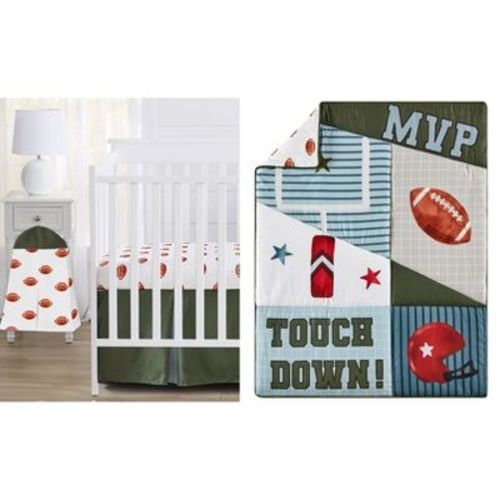 Sweet Jojo Designs Boy Baby Crib Bedding Set - Football Green Brown and Red 4pc