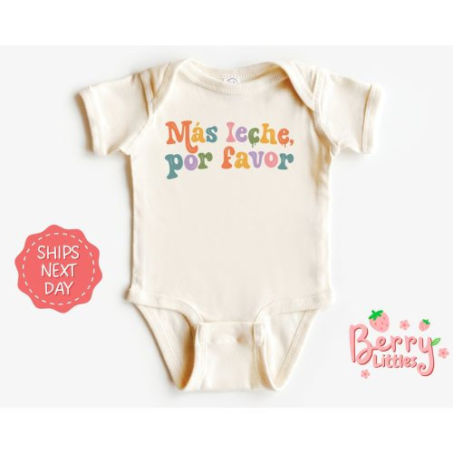 Más Leche, Por Favor Spanish Baby Onesie® - Funny Baby Reveal Natural Youth Onesie® - Latino, Latina Birth Announcement BRY-0889