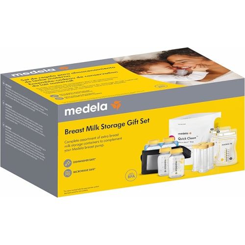 Medela Breast Milk Storage & Cooler Gift Set made without BPA, with Bottles, Storage Bags, Microwave Sterilizer Bags, and Cooler Bag with Ice Pack