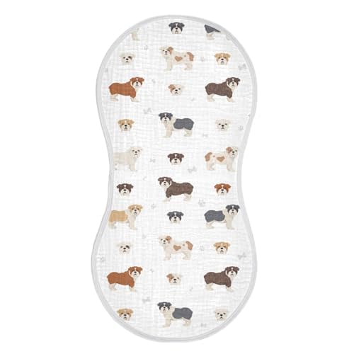 vvfelixl Muslin Burp Cloths Different English Bulldog Baby Washcloths for Baby Girl Boys 2 Pack