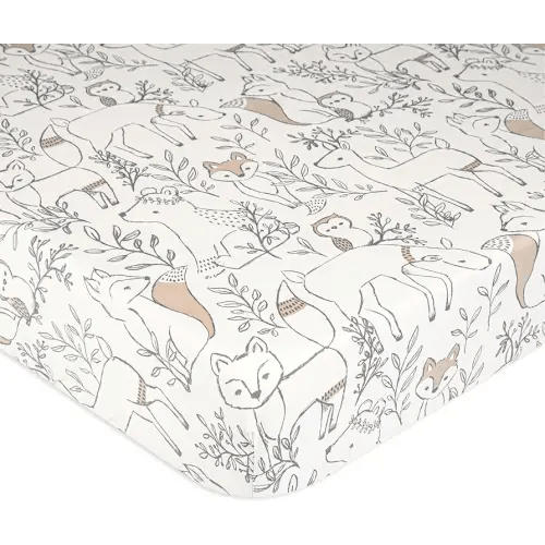 Crane Woodland Animal Crib Sheets - 100% Cotton, Breathable, Fitted for Standard Crib Mattress, 28"x52", Boys & Girls