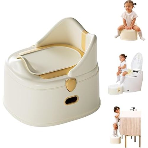 3 in 1 Toddler Potty Training Toilet Seat with Steps Ladder, Foldable Potty Train Chair Adapter for Toddlers Kids Boys Girls, Yellow