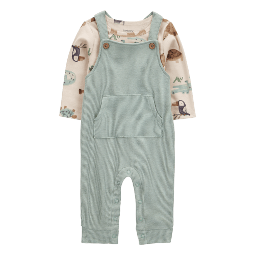Baby 2-Piece Long-Sleeve Tee & Waffle Knit Coverall Set - Green - Carter's | Carter's