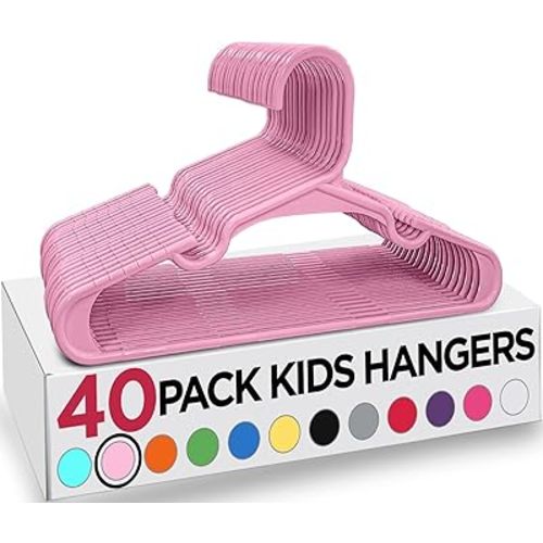 Utopia Home 40 Pack Kids Hangers - 11.5 Inch Plastic Baby Hangers for Closet - Childrens Hanger for Clothes & Infant Hanger for Closet - for Everyday Standard Use (Baby Pink)