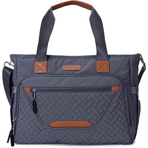 Diaper Bag Tote, Large Tote Diaper Bag with 16 Inch Laptop Compartment for Mom, Dry and Wet Compartment Messenger (Dark Gray)