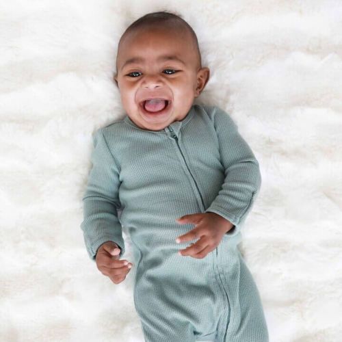 Ocean Waffle Bamboo Zipper Footie