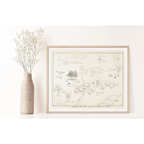 Winnie The Pooh Hundred Acre Wood Map - 11x14 Art Print (Unframed) | Neutral Nursery Decor | Kids Bedroom Wall Decor | A. A. Milne | Boys Room or Girls Room Artwork | Vintage Original Drawing