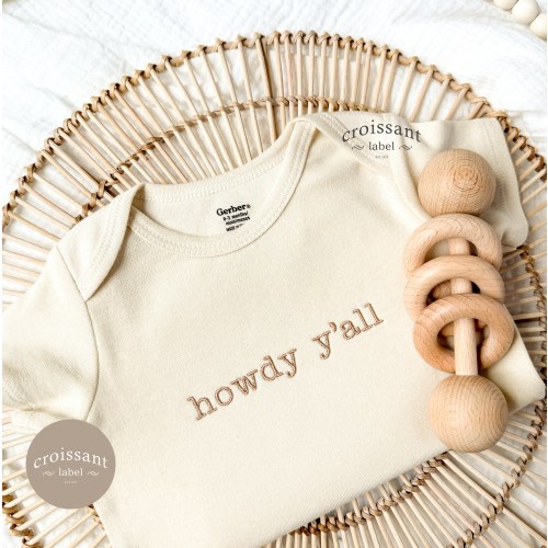 Howdy Y&#39;all Baby Onesies®, Embroidered Farm Country onesie, Cowboy nursery, western baby outfit, Funny onesie, pregnancy announcement