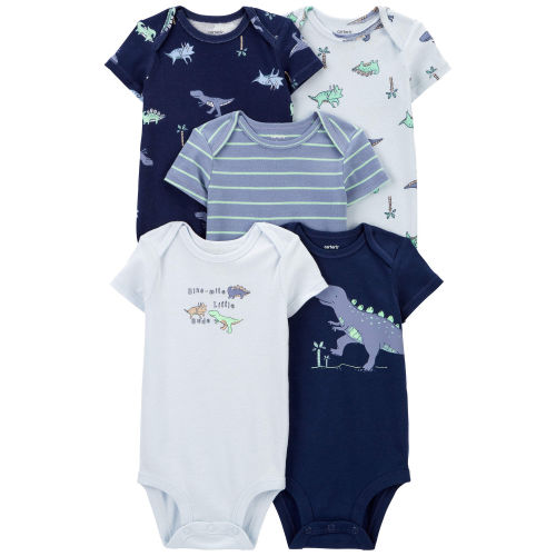 Baby 5-Pack Dinosaur Short-Sleeve Bodysuits