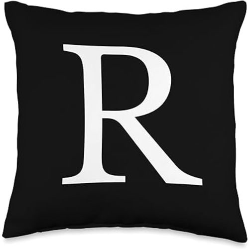 Cute & Classy Black White Monogram Letter R Throw Pillow