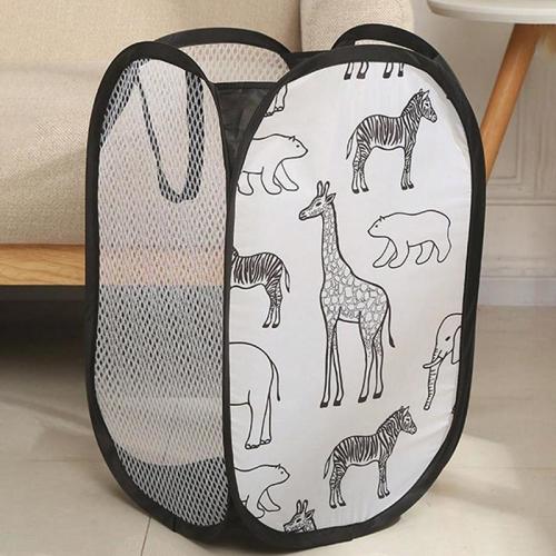 Foldable Mesh Clothes Storage Basket, Summer Cartoon Animal Print - TikTok Shop