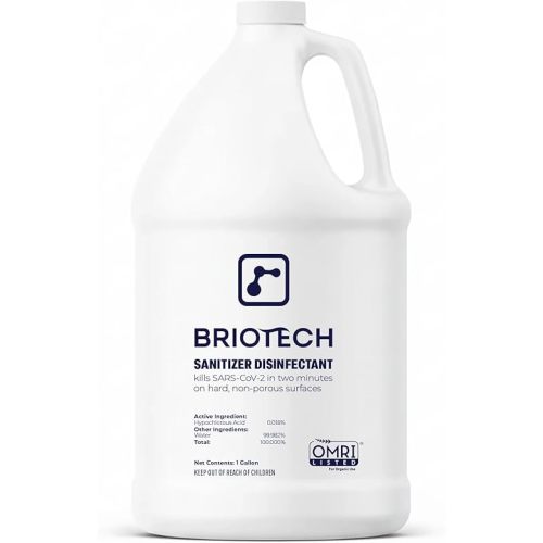 BRIOTECH Sanitizer Disinfectant Hypochlorous, Kill 99.99% of Viruses & Bacteria, Control Mold, Eliminate Odor, Gentle for Nursery & Play Rooms, Food Contact Surface Sanitizer, 1 Gallon Refill