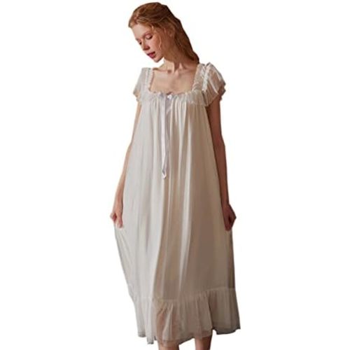 Womens' Summer Victorian Nightgown Babydoll Chemises Sleepwear Sheer Nightdress Bridal Nighty Pajamas