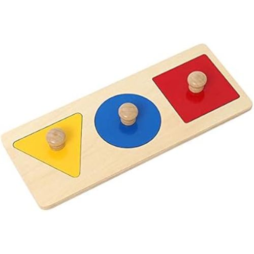 Adena Montessori First Jumbo Knob Wooden Shape Puzzles for Toddlers 1-3,Multiple Peg Shapes Puzzle Sorter Board for Baby Kids,Color & Shape Sorter Montessori Puzzle Preschool Learning Toys(3 Pieces)