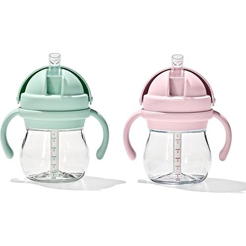 OXO Tot Transitions Straw Cup with Handles 6 oz. - Opal and Blossom - 2 Pack