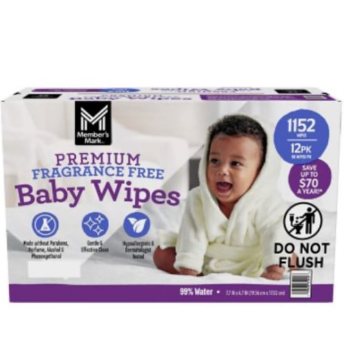 Member's Mark Premium Baby Wipes, Fragrance Free, 12 pk., 1152 Wipes - Sam's Club