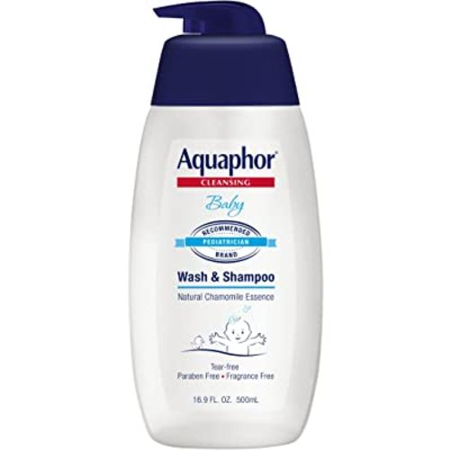Aquaphor Baby Wash and Shampoo - Mild, Tear-free 2-in-1 Solution for Baby’s Sensitive Skin - 16.9 fl. oz. Pump